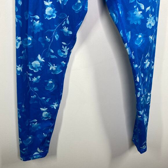 Glyder Blue Floral Print Pull On Stretch Active Leggings Women's Size Small S - Picture 4 of 9